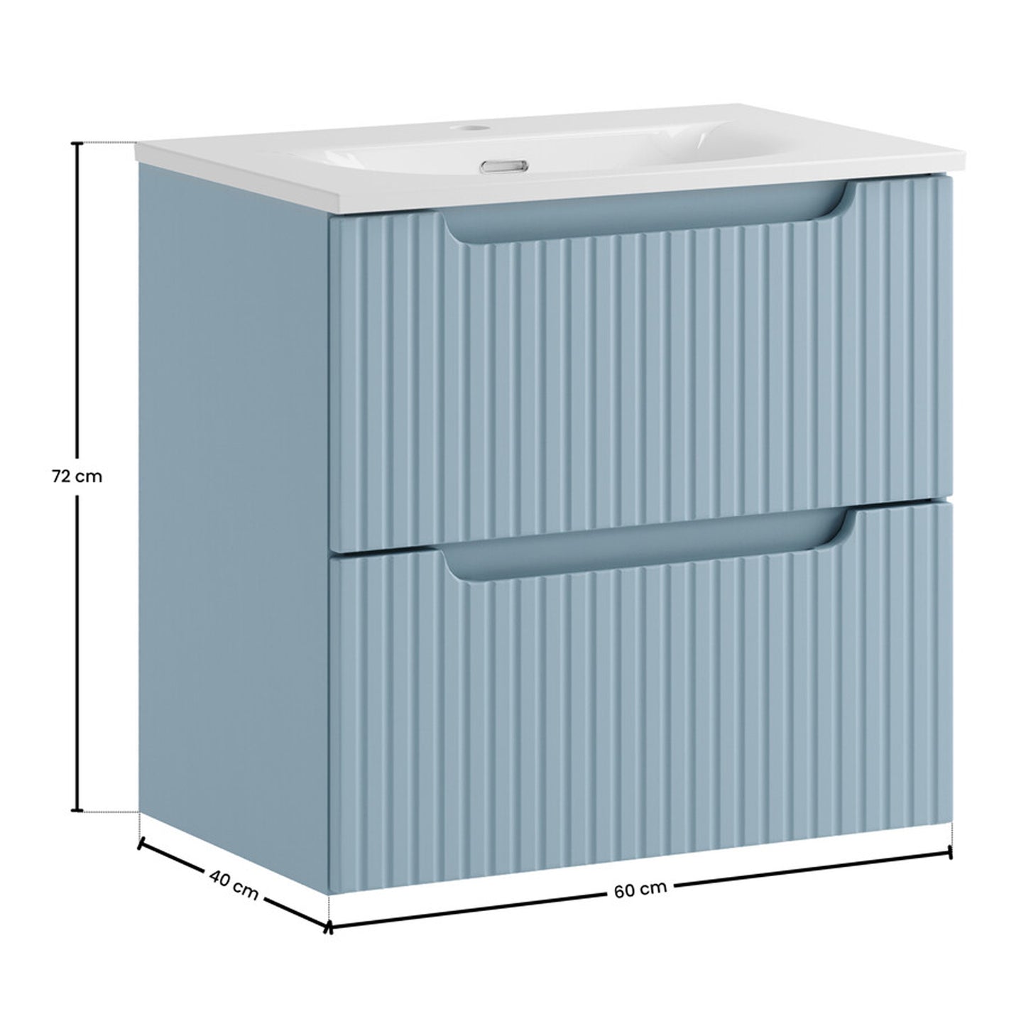 Nova Bathroom Cabinet 60cm with Drawers - Baby Blue