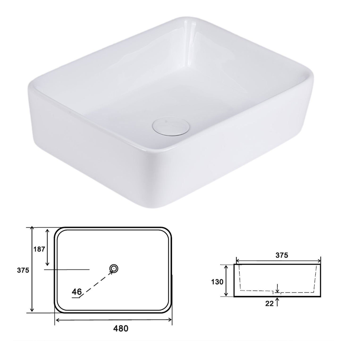 Gusto Scandi Style Bathroom Wall Cabinets Vanity Unit with Worktop Basin Set 35cm & 60cm - Black