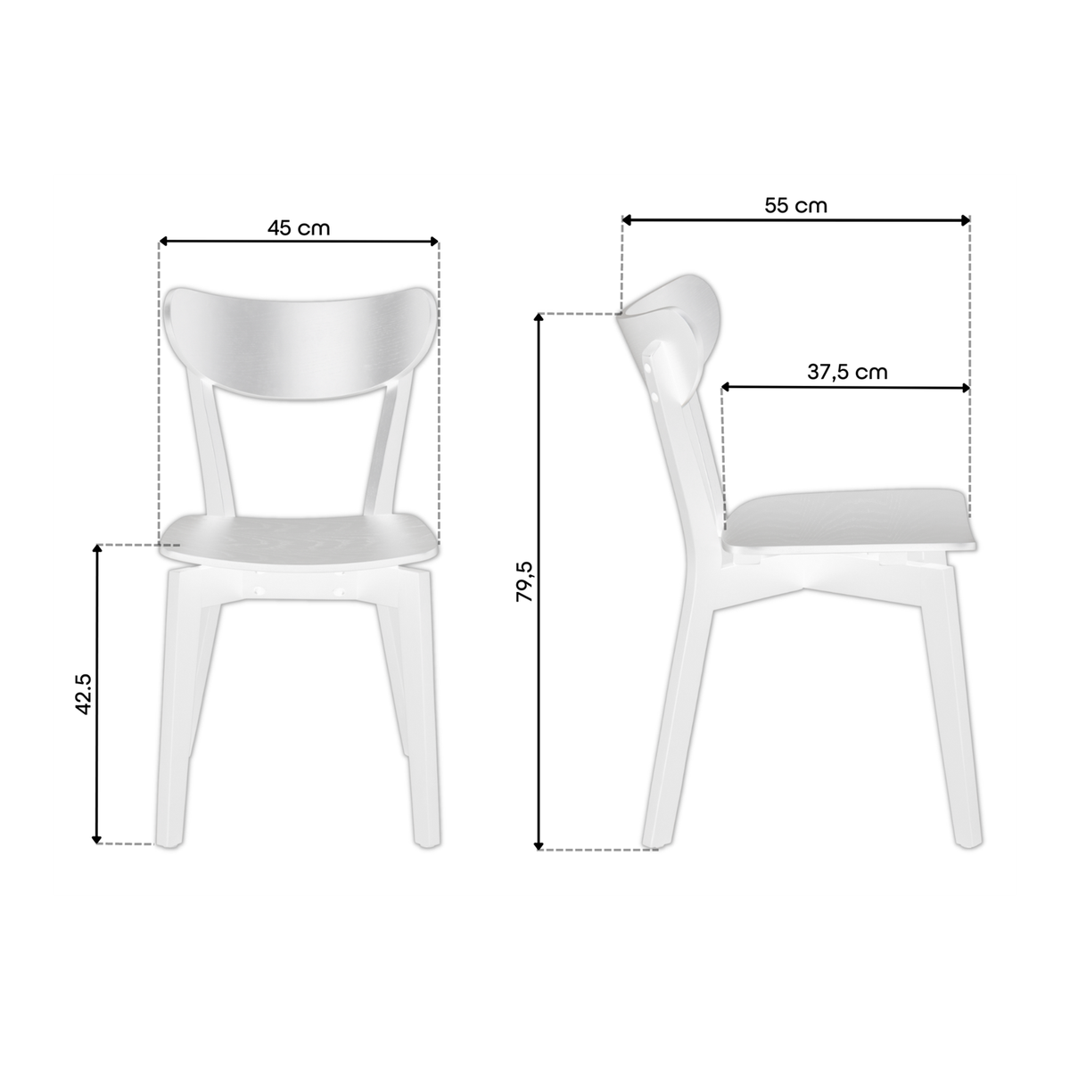 Roxy Luxury Set of 2 Wooden Chairs Retro Scandinavian Style - Walnut