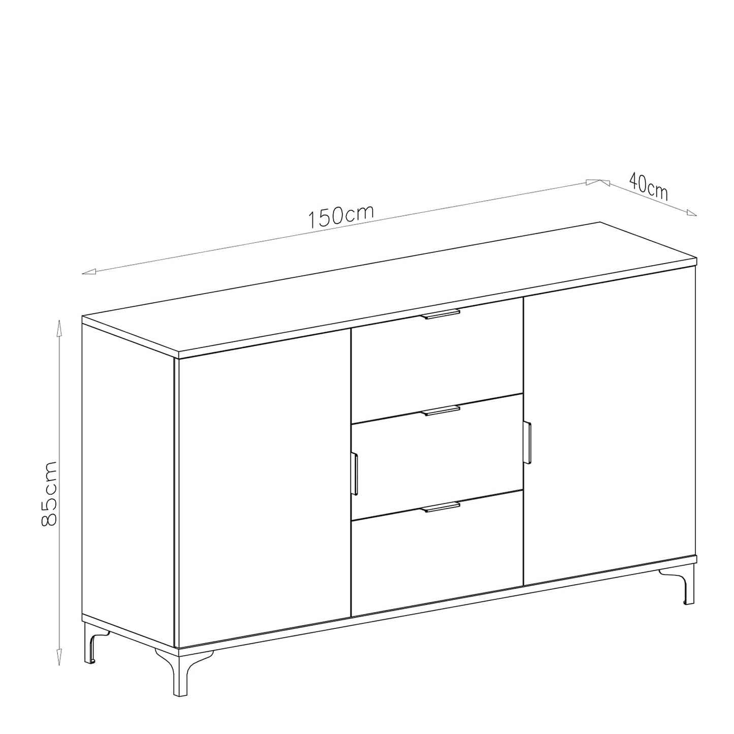 Lana Modern Storage Sideboard with Cabinets and Drawers – White