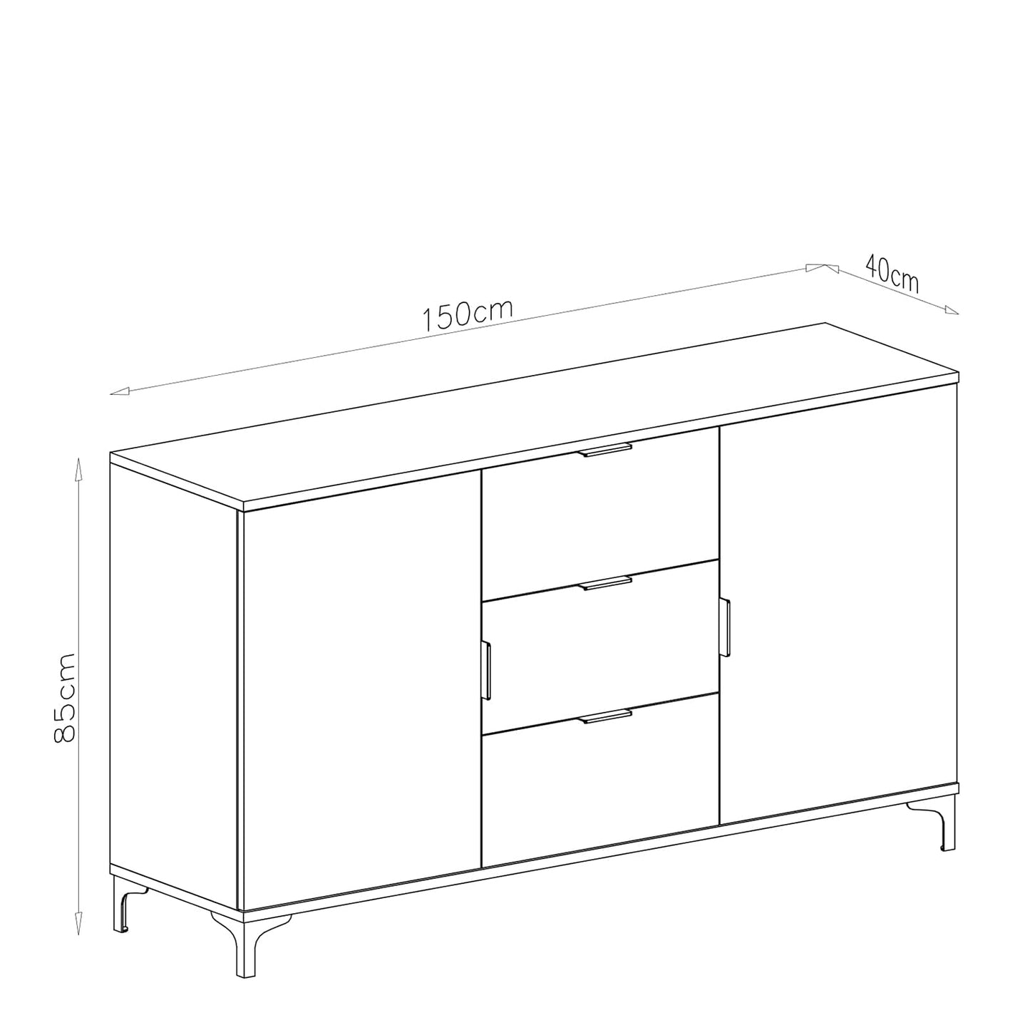 Lana Modern Storage Sideboard with Cabinets and Drawers – Oak Artisan