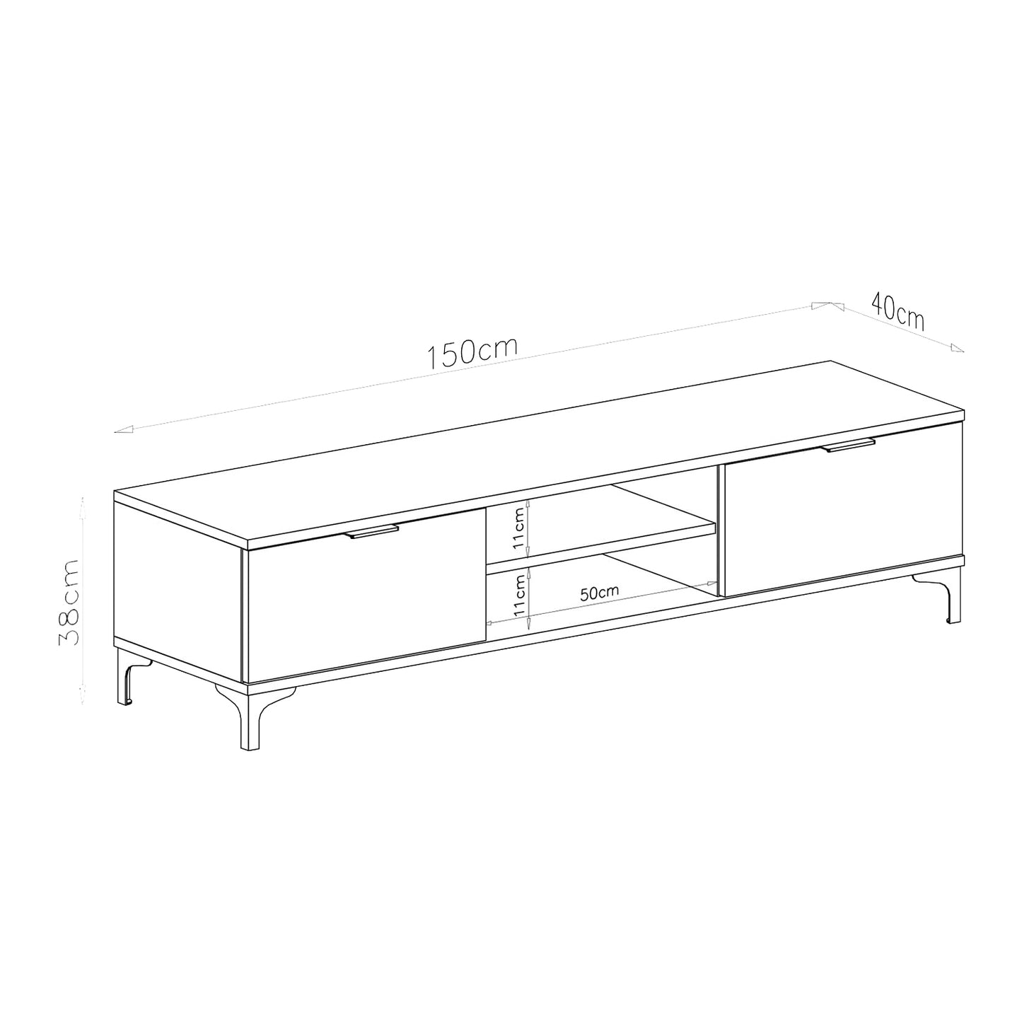 Luna Modern TV Stand with Open Shelving and Cabinets – White