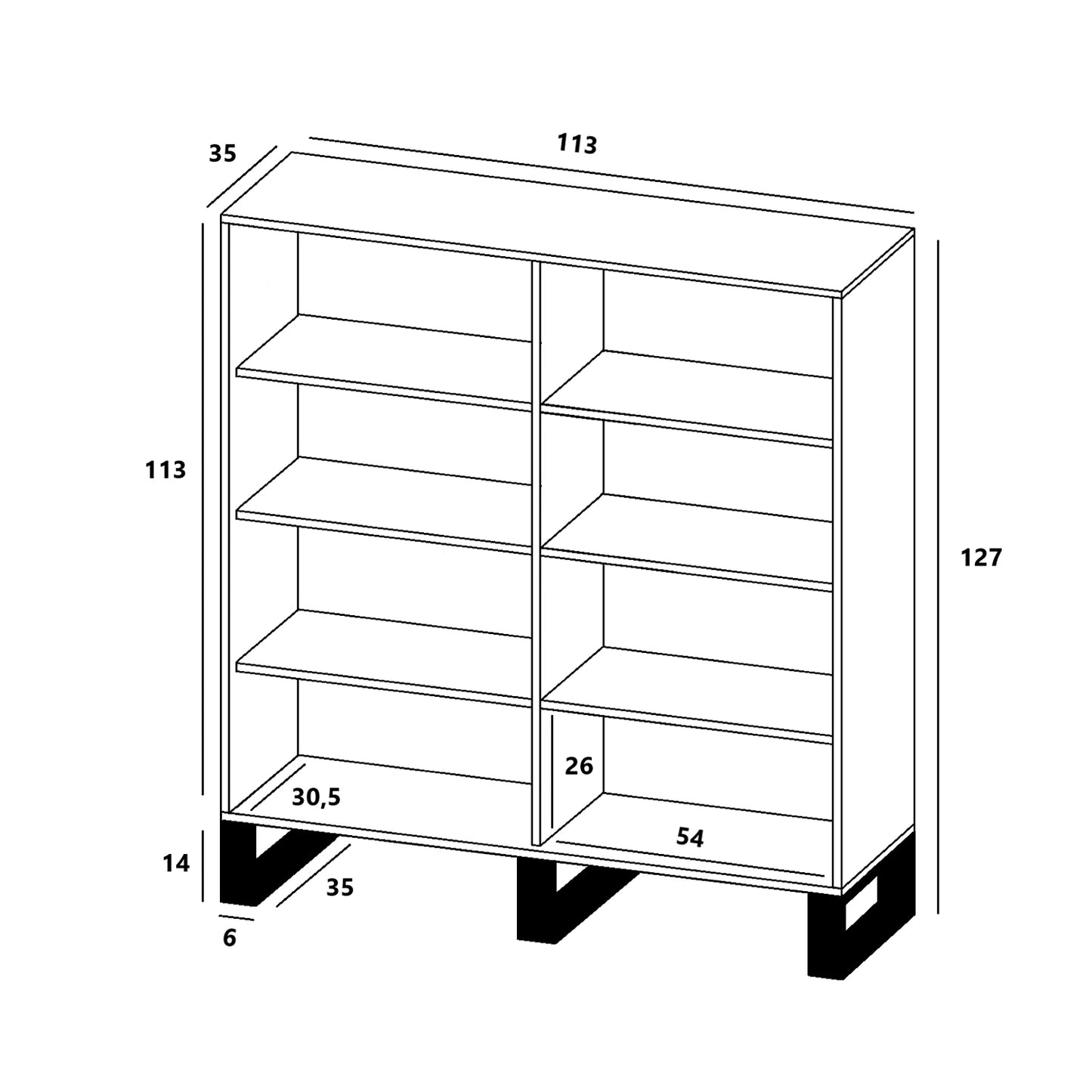 Apollo Modern Sideboard with 4-Door Design and Three Metal Legs – Black / Oak Wotan Copy