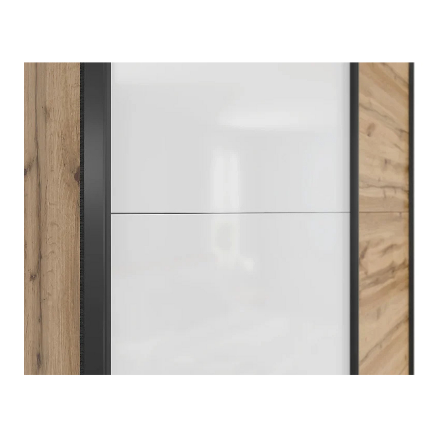 Exter 2 Door Sliding 153cm Wardrobe - Wotan Oak / White Gloss