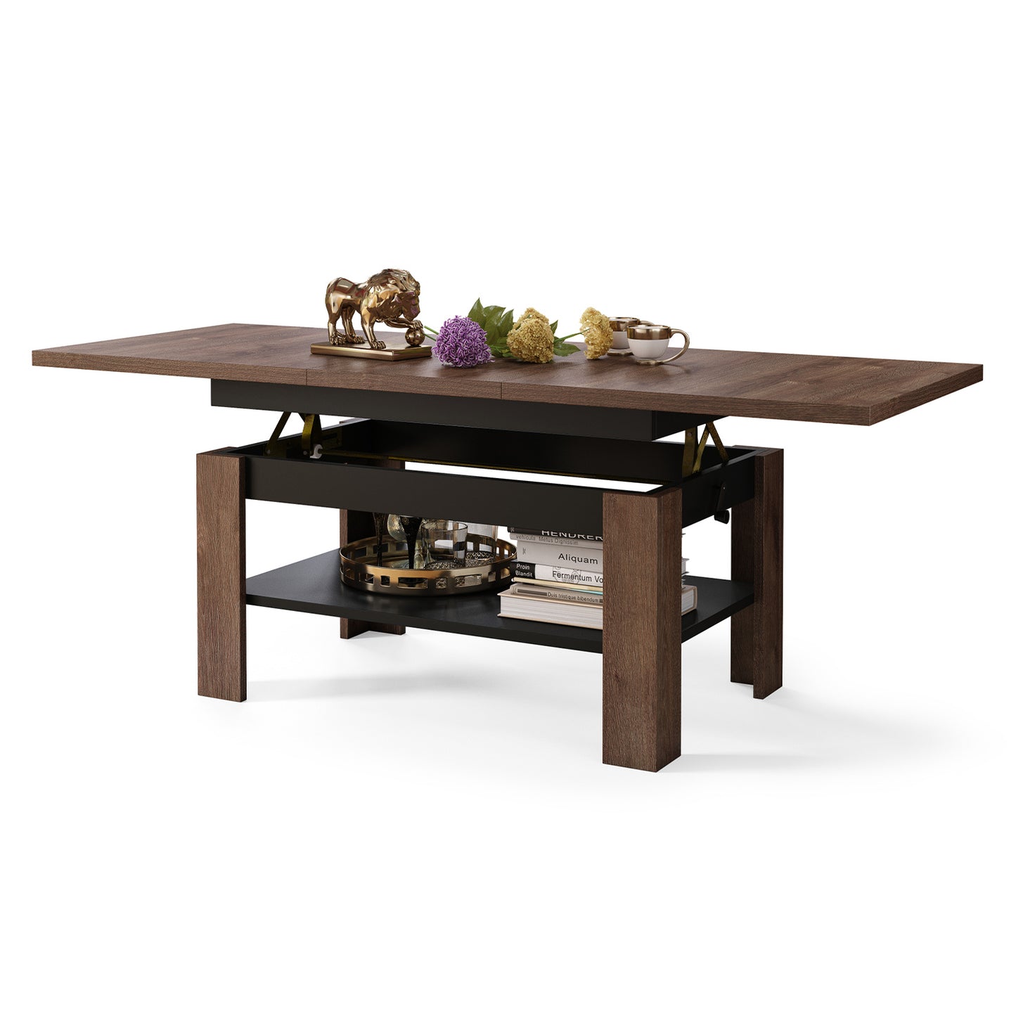 Runa 2 in 1 Extending Coffee / Dining Table 130-170cm - Brown Oak / Black