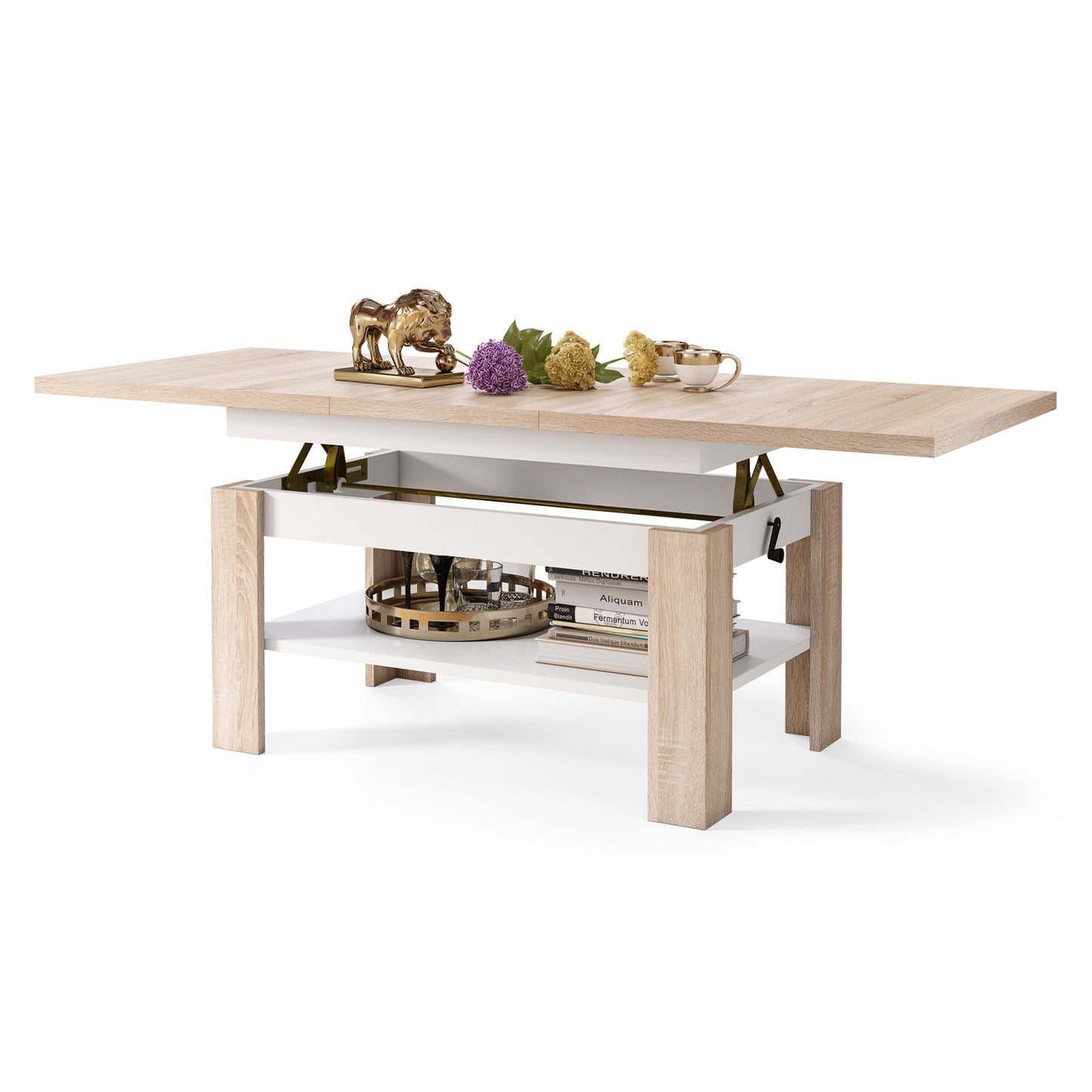 Runa 2 in 1 Extending Coffee / Dining Table 130-170cm - Sonoma Oak / White