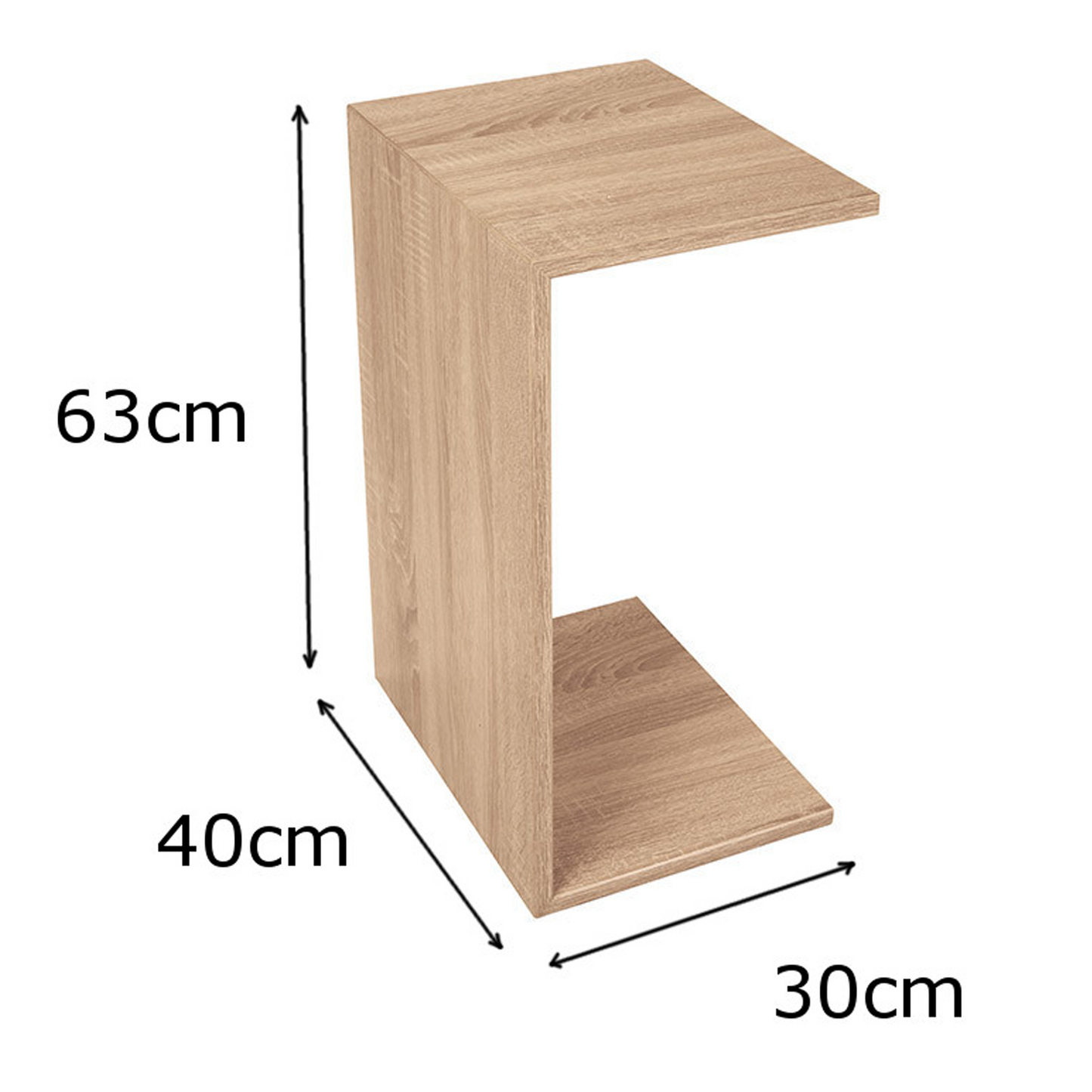 C-Shaped End Table Perfect for Sofa, Bed or Lounge Area - Oak Sonoma