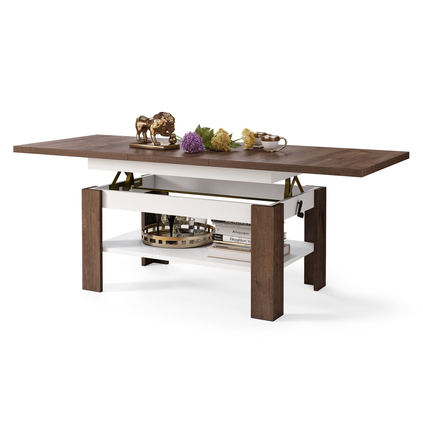Runa 2 in 1 Extending Coffee / Dining Table 130-170cm - Brown Oak / White