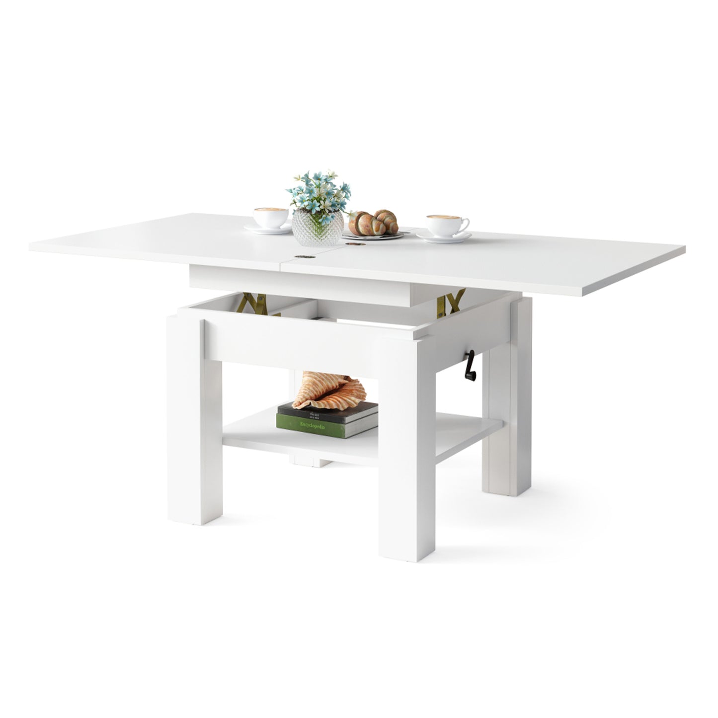Clara 2 in 1 Extending Coffee / Dining Table 75-150cm - White