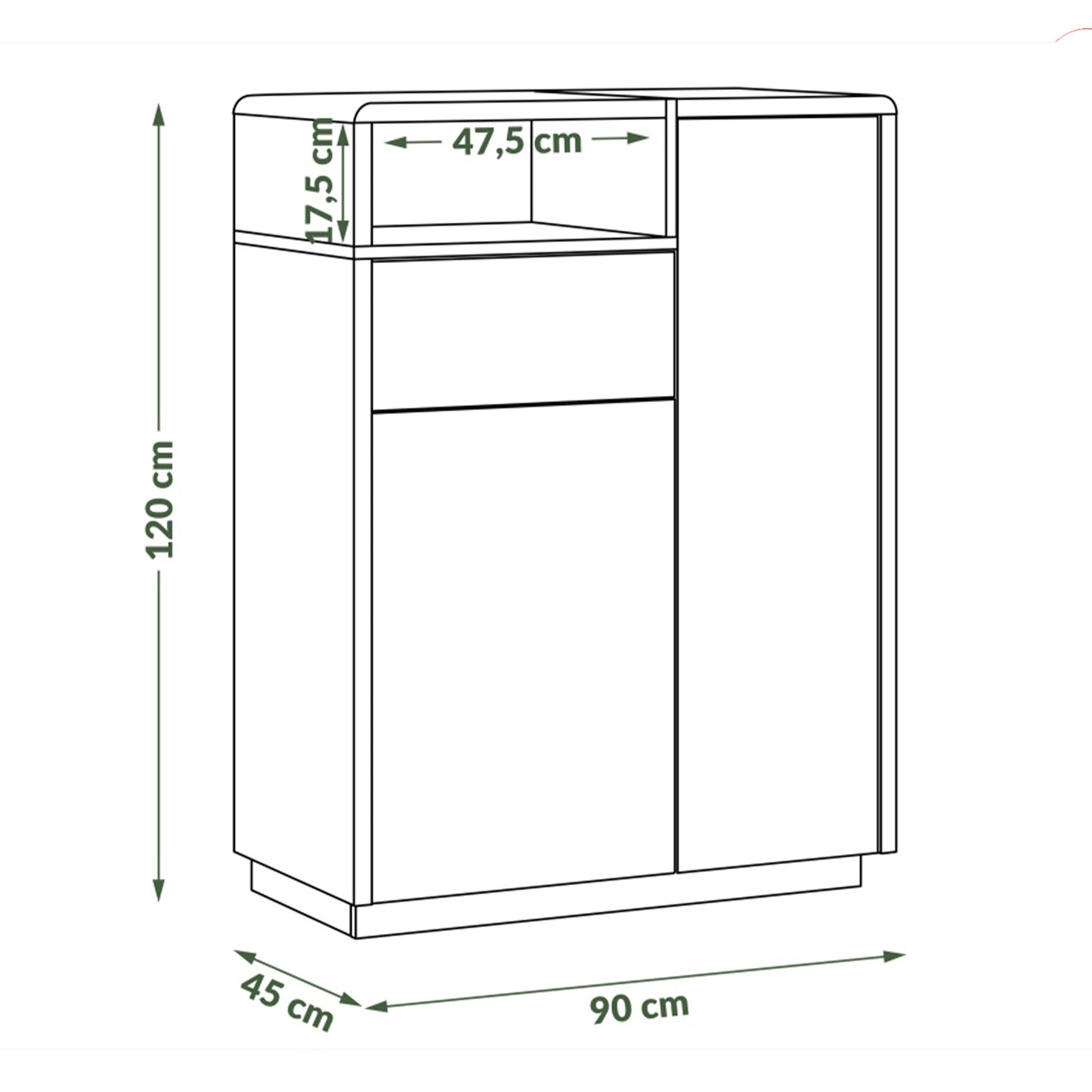 Folk Modern Loft Style Tall Sideboard with Drawer and Display Shelf - Anthracite/ Artisan Oak