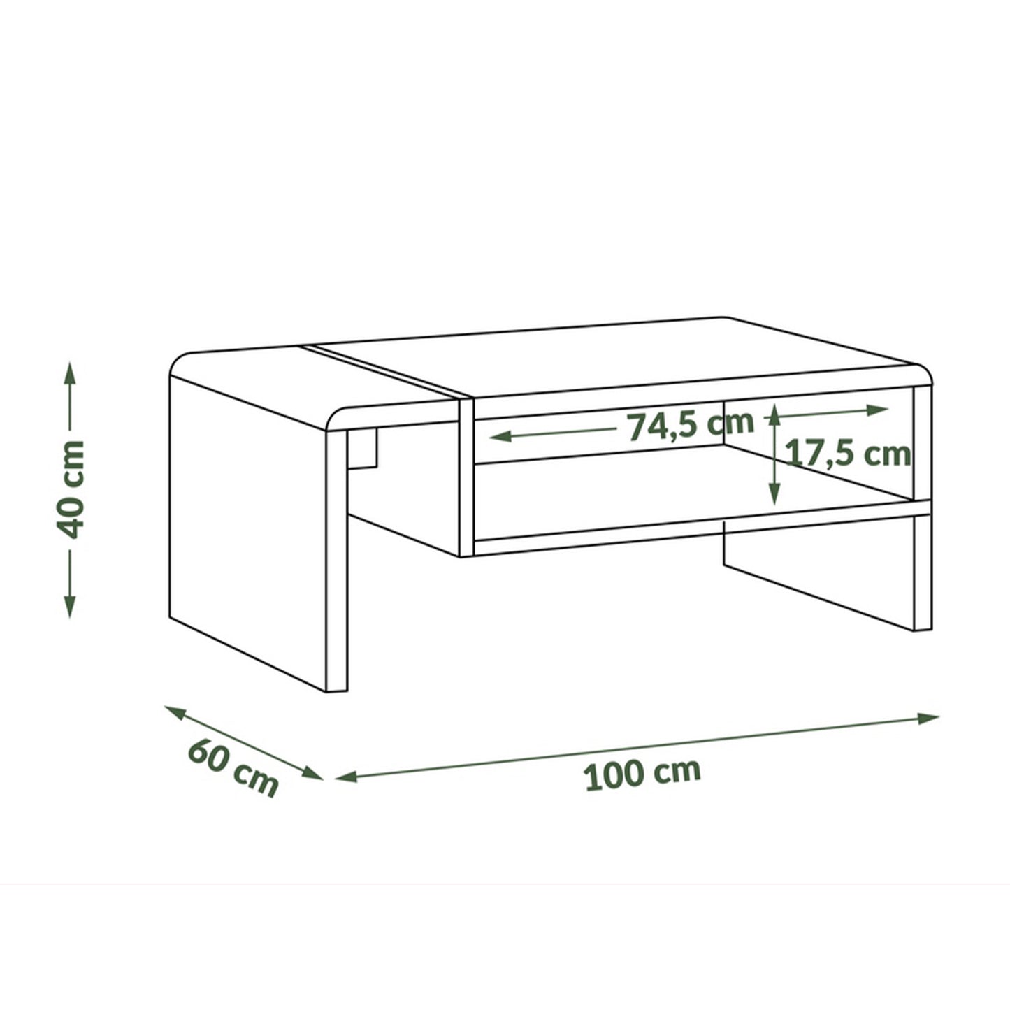 Folk Modern Loft Style Coffee Table with Open Shelf – Anthracite / Artisan Oak