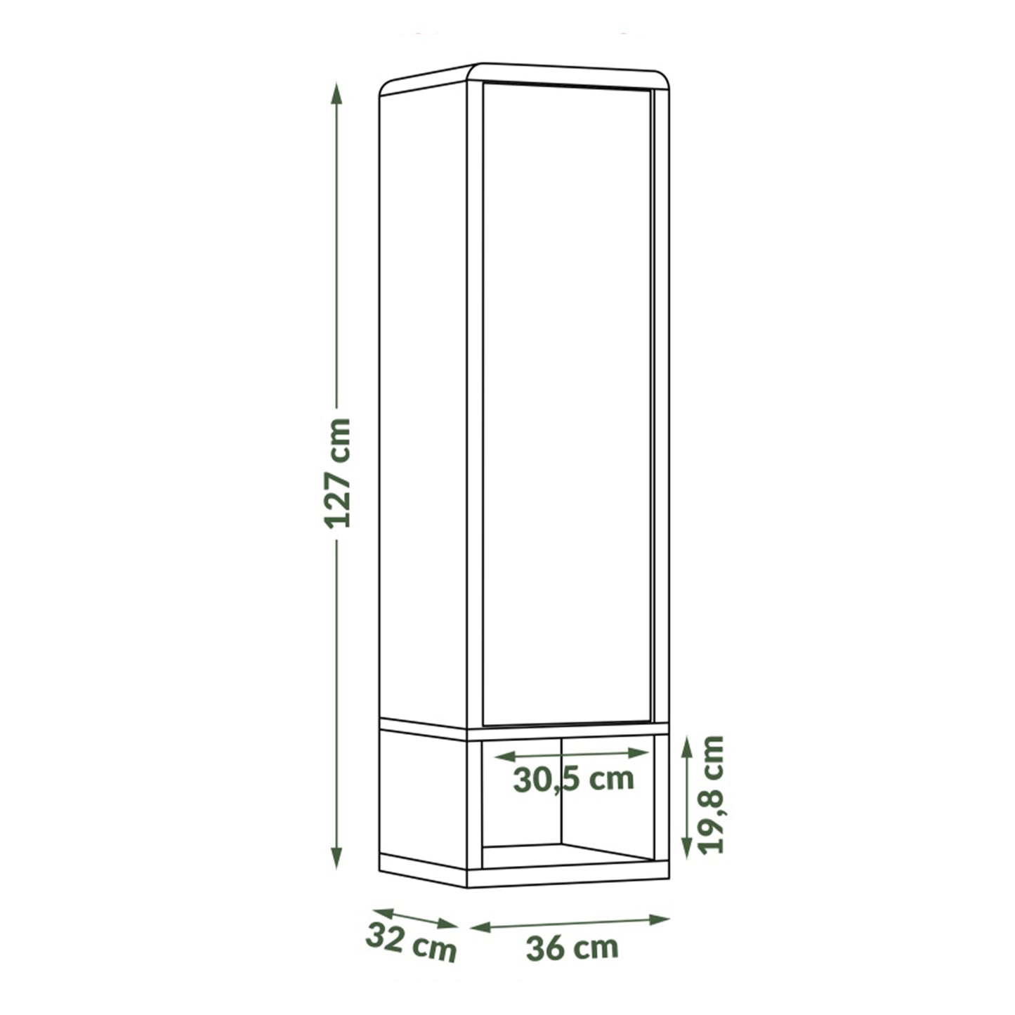 Folk Modern Loft Style Tall Wall Cabinet with Closed Door and Open Shelf – Anthracite / Artisan Oak