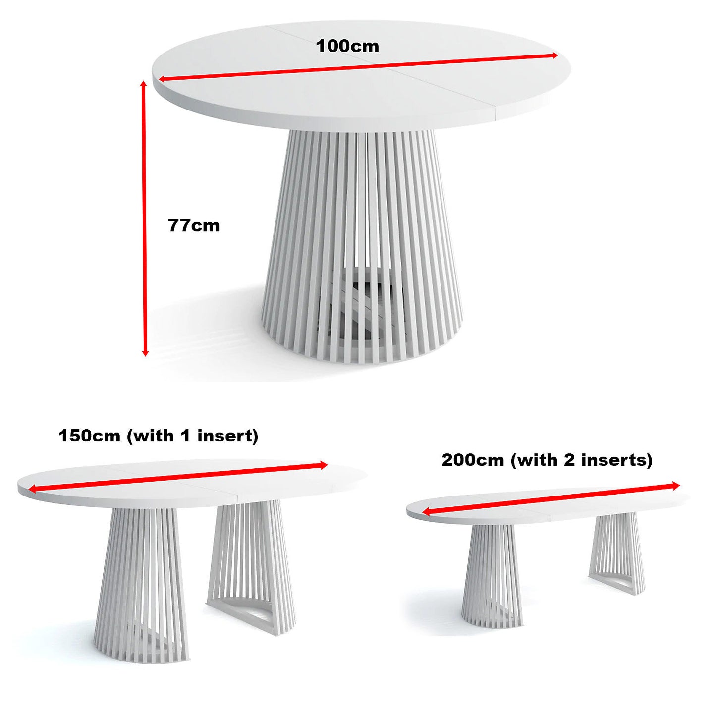 Ruston Round Extendable Table with Slats - Cashmere