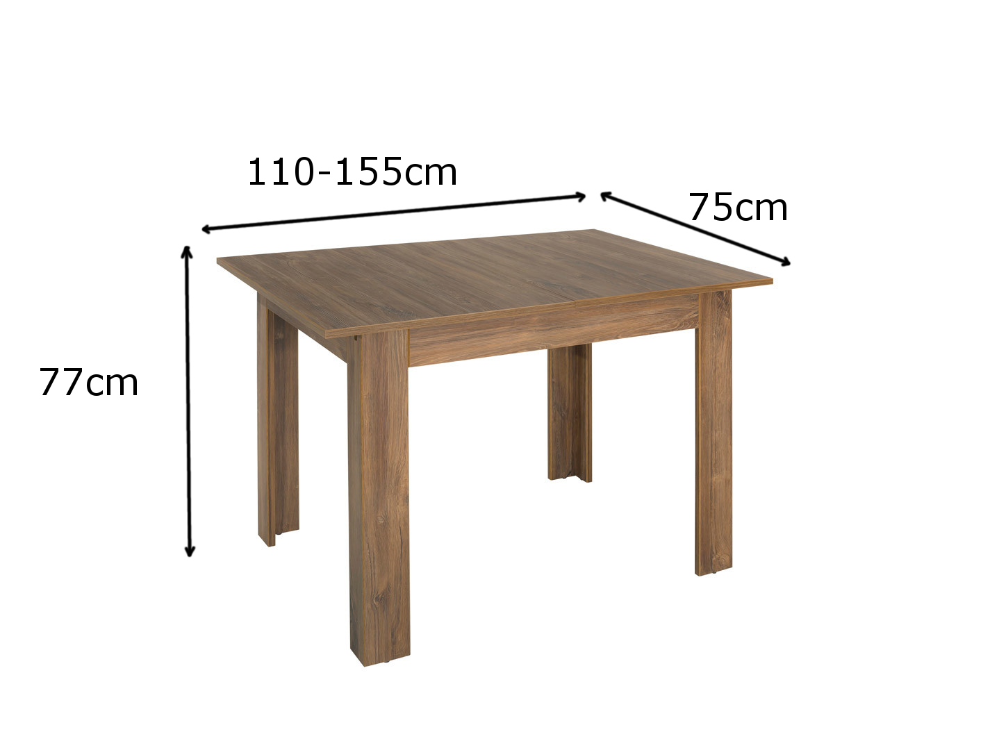 Practical Modern Dining Table with Extension Function - Stirling Oak