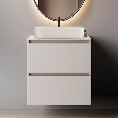 Simple Minimalist Bathroom Vanity Cabinet 60cm with Worktop Basin - Cashmere