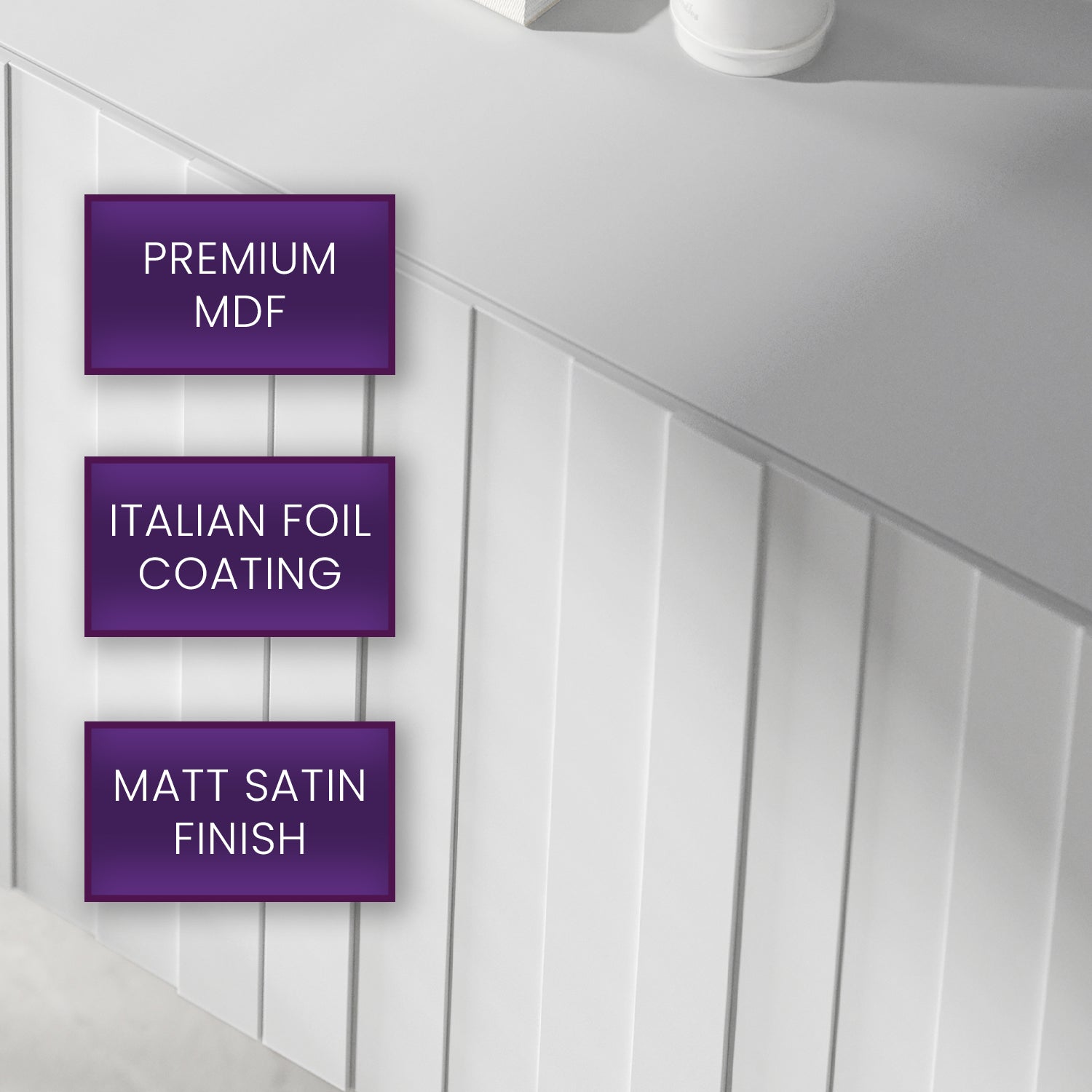 Elpis Glamour Standing TV Cabinet Media Unit with Storage Extra Long 4DK 300cm - White Matt / Copper Frame