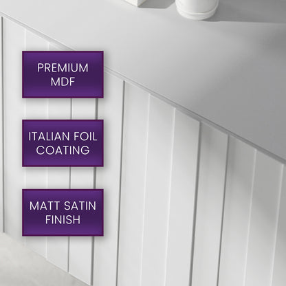 Elpis Glamour 4 Door Sideboard Push-to-Open Cabinet - White Matt / Copper Frame