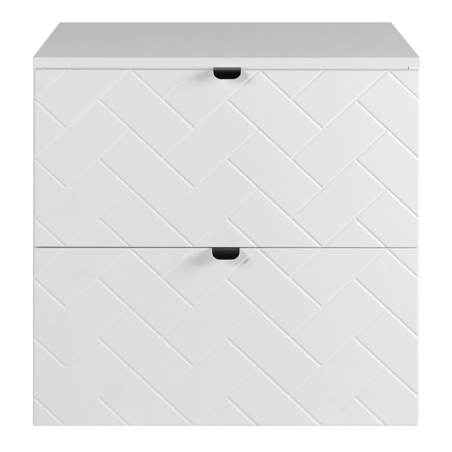 Trend Herringbone Pattern Door 60cm Bathroom Cabinet Vanity Unit with Worktop - White