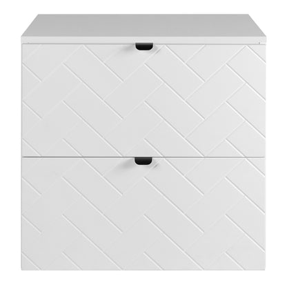 Trend Herringbone Pattern Door 60cm Bathroom Cabinet Vanity Unit with Worktop - White