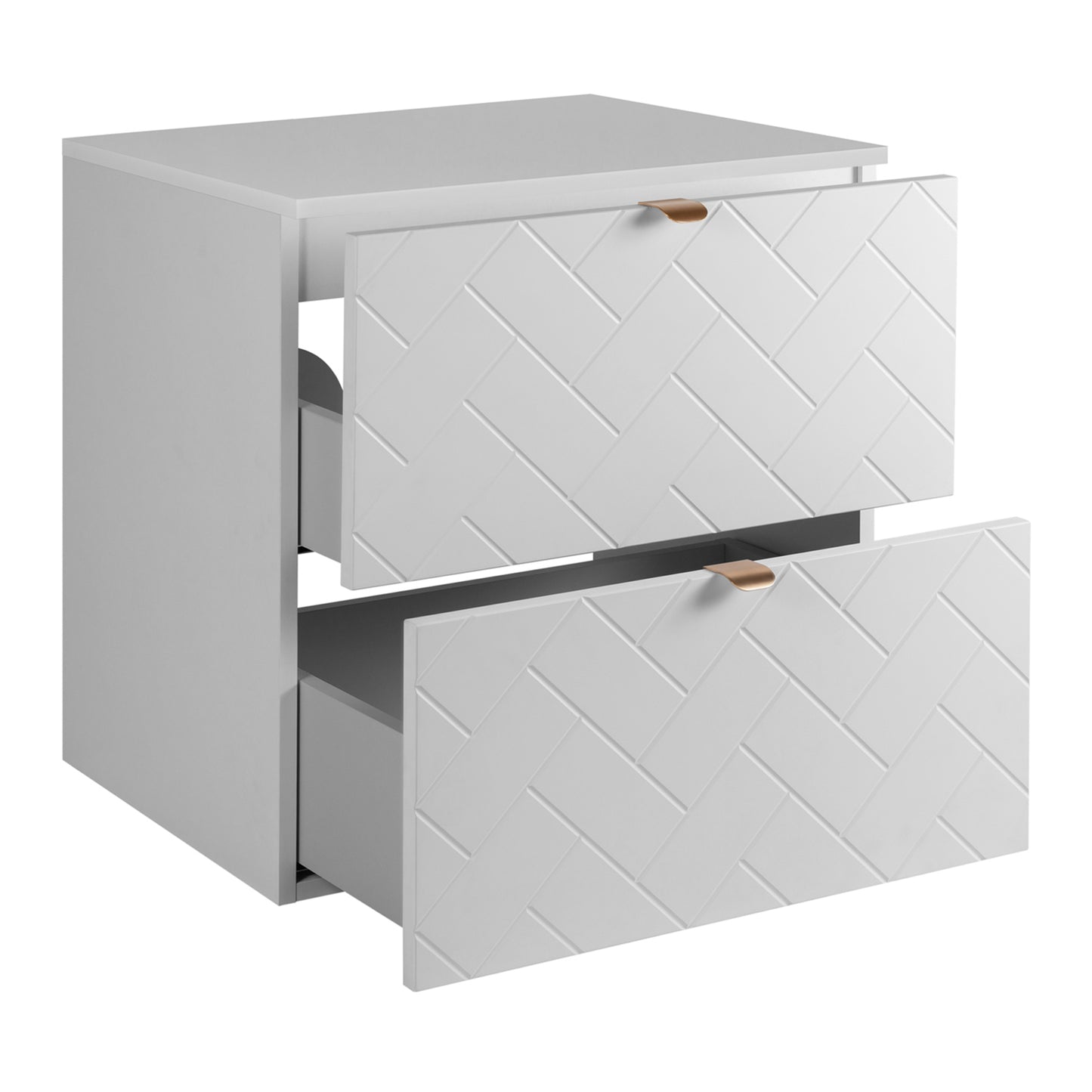 Trend Herringbone Pattern Door 60cm Bathroom Cabinet Vanity Unit with Worktop - White