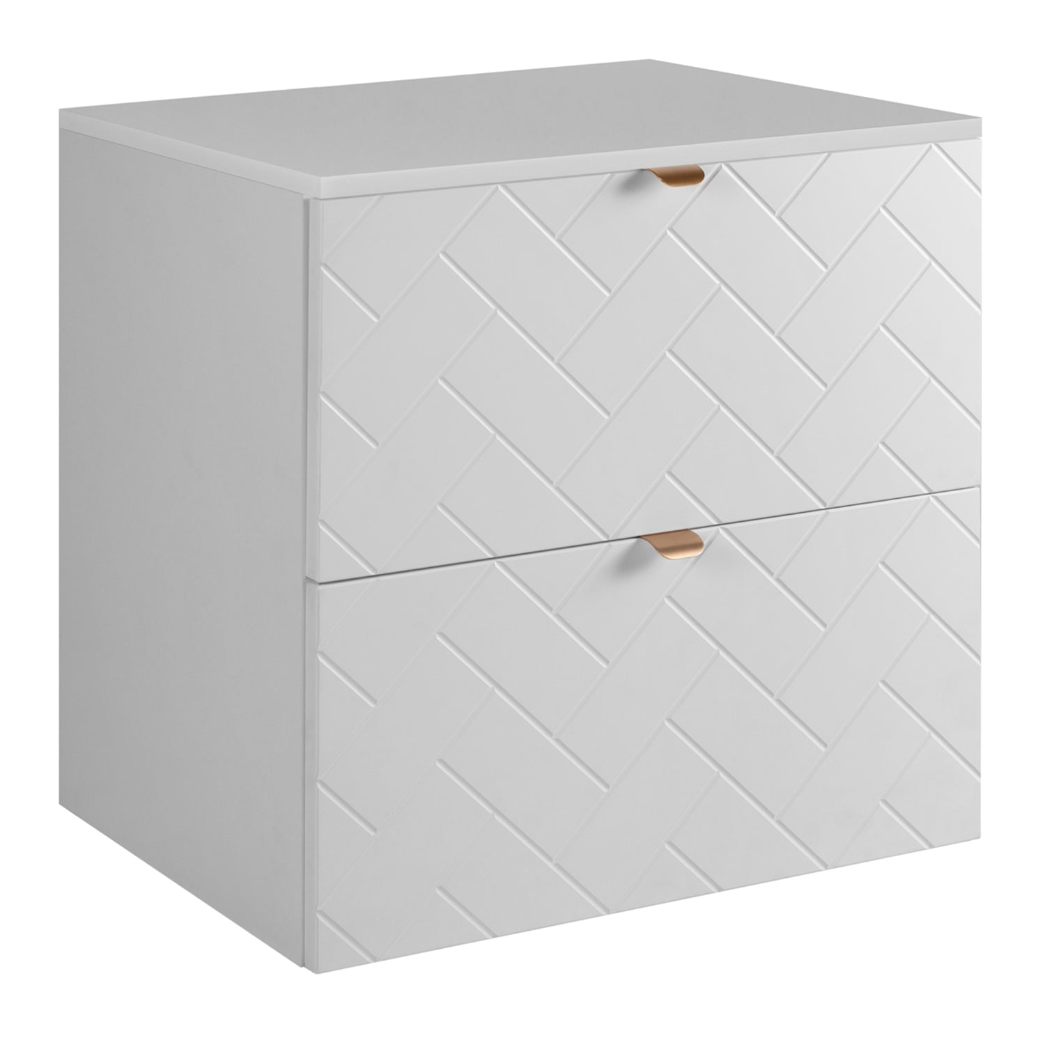 Trend Herringbone Pattern Door 60cm Bathroom Cabinet Vanity Unit with Worktop - White