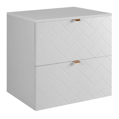 Trend Herringbone Pattern Door 60cm Bathroom Cabinet Vanity Unit with Worktop - White