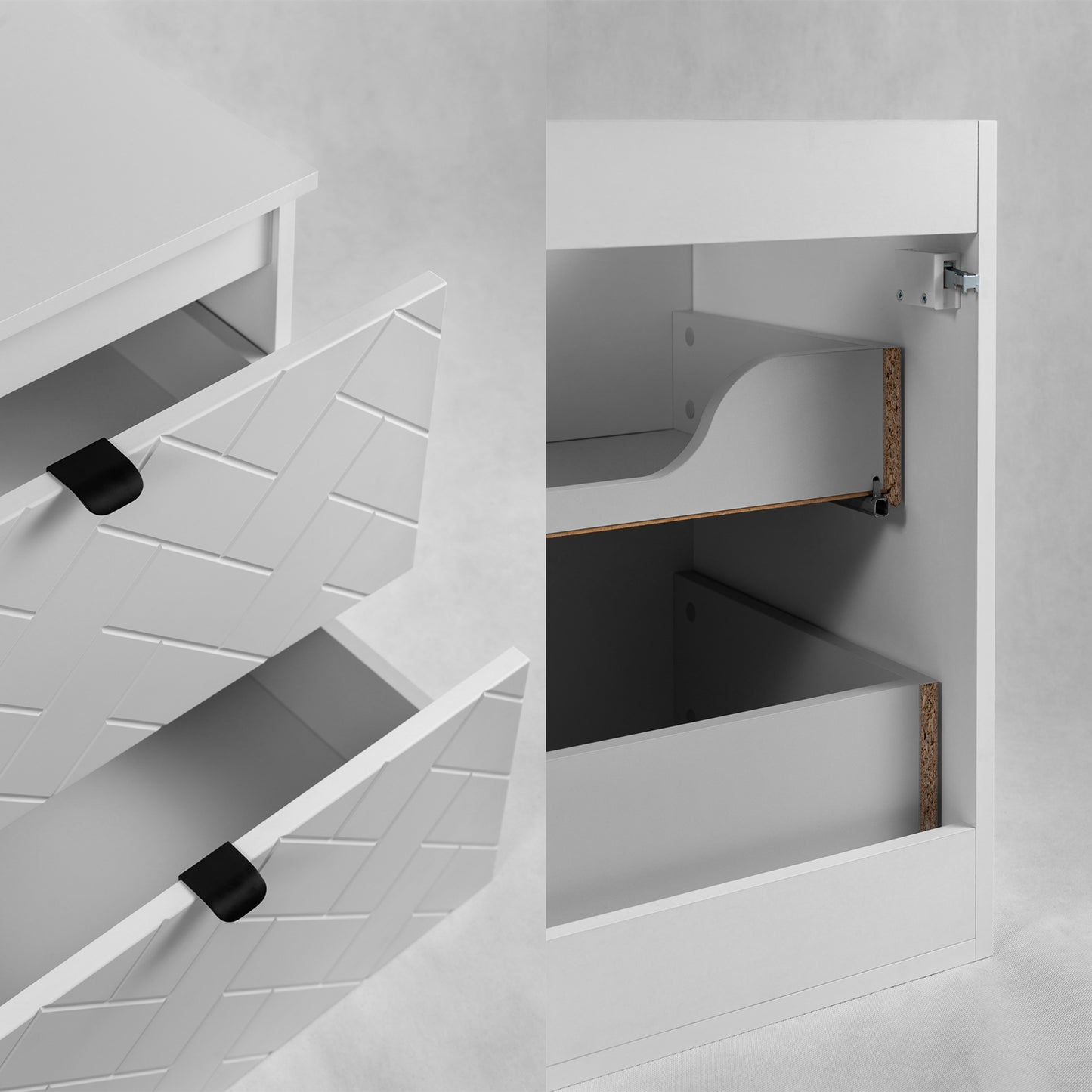 Trend Herringbone Pattern Door 60cm Bathroom Cabinet Vanity Unit with Worktop - White