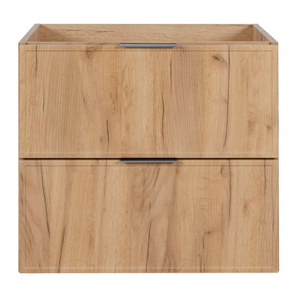 Simple Modern 2 Drawer Bathroom Cabinet Vanity Unit 60cm - Gold Craft Oak