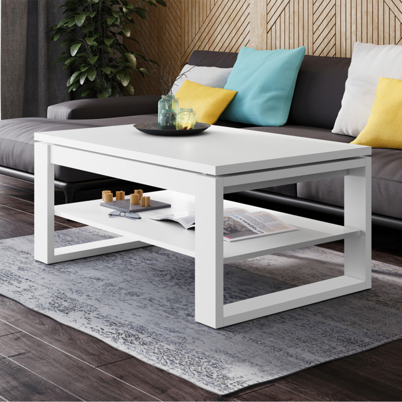 NUO Lift Top Coffee Table Contemporary Style - White Matt – Heze