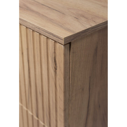 Flow Wall-Mounted 2 Drawer Bathroom Vanity Cabinet with Worktop 80cm - Gold Craft Oak