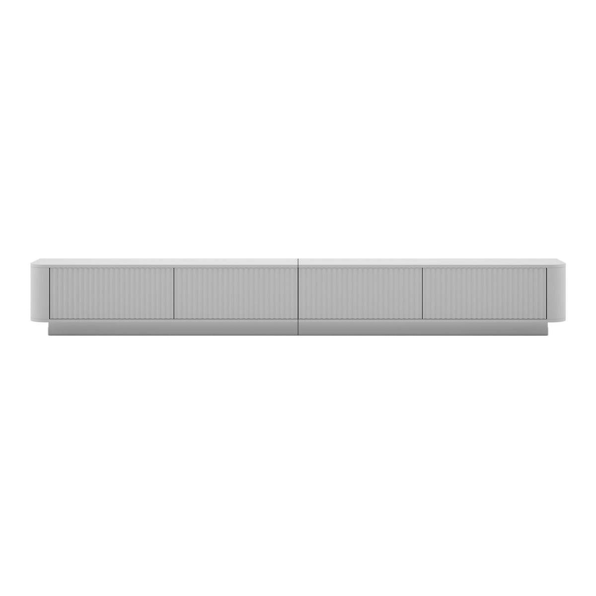 Aurora Rouded Corners Flutted TV Unit 280cm Glamour Style with Plinth Stand - White