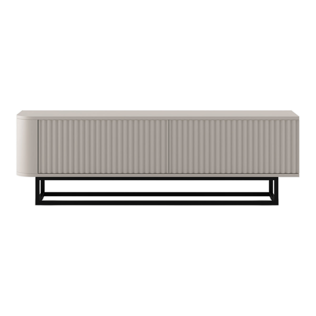 Aurora Rounded Corner Fluted TV Unit 140cm Glamour Style with Frame Stand - Cashmere / Black