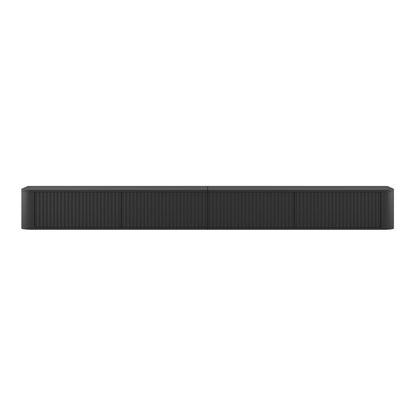 Aurora Rouded Corners Wall Mounted Flutted TV Unit 280cm Glamour Style - Black