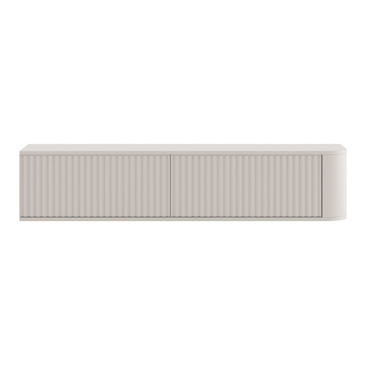Aurora Rounded Corner Wall Mounted Flutted TV Unit 140cm Glamour Style - Cashmere