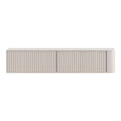 Aurora Rounded Corner Wall Mounted Flutted TV Unit 140cm Glamour Style - Cashmere