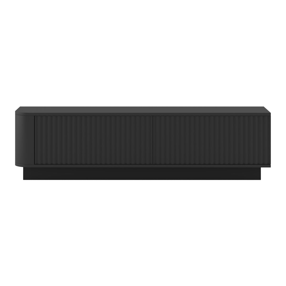Aurora Rounded Corner Flutted TV Unit 140cm Glamour Style with Plinth Stand - Black