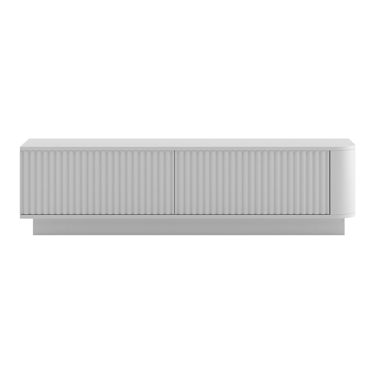 Aurora Rounded Corner Flutted TV Unit 140cm Glamour Style with Plinth Stand - White
