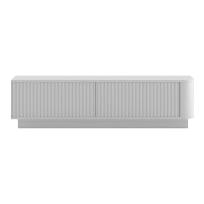 Aurora Rounded Corner Flutted TV Unit 140cm Glamour Style with Plinth Stand - White