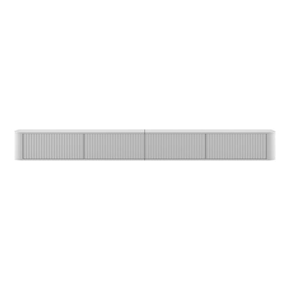 Aurora Rouded Corners Wall Mounted Flutted TV Unit 280cm Glamour Style - White