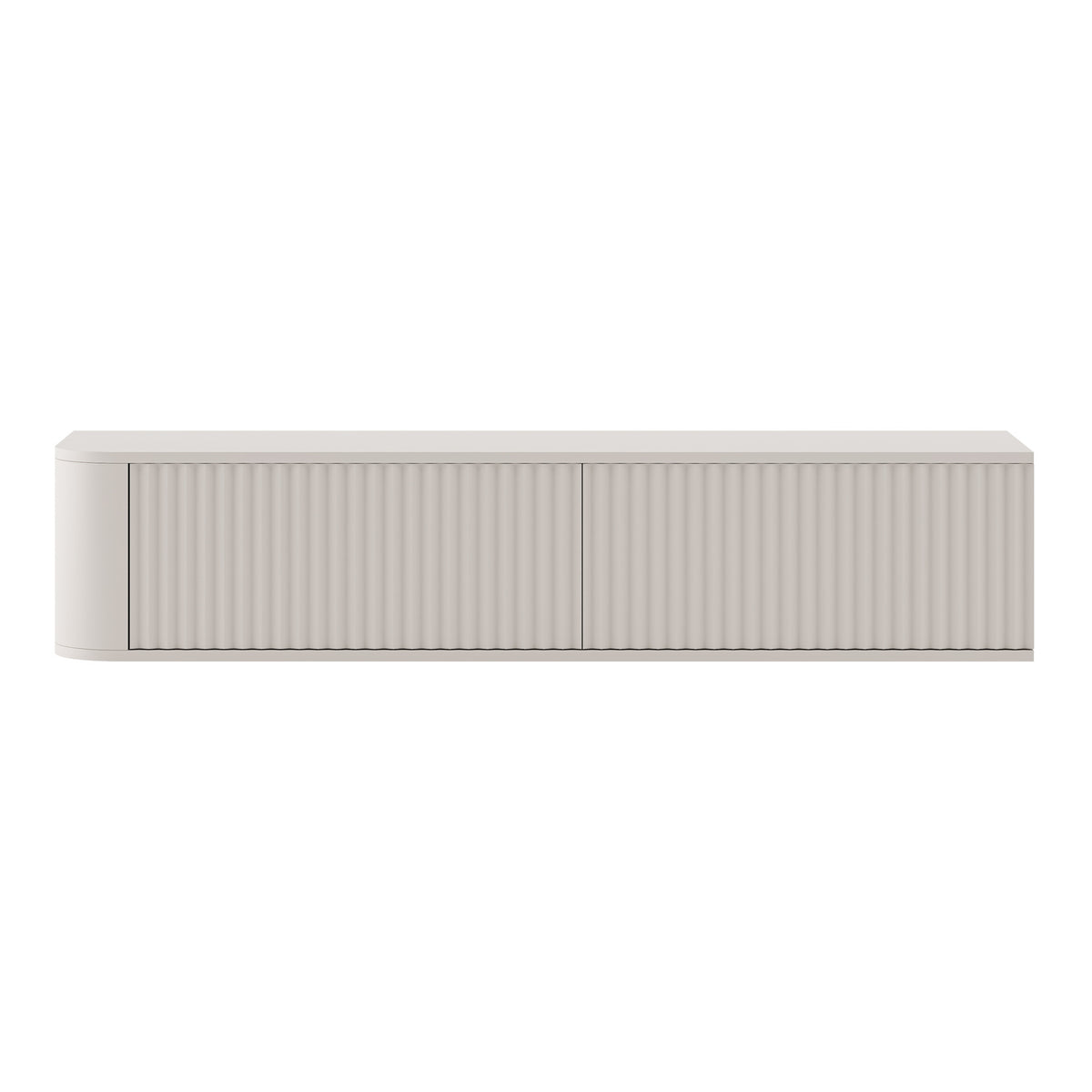 Aurora Rounded Corner Wall Mounted Flutted TV Unit 140cm Glamour Style - Cashmere