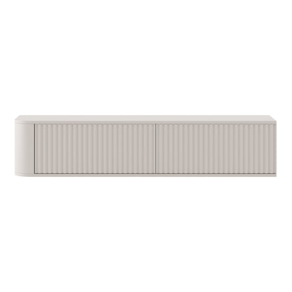 Aurora Rounded Corner Wall Mounted Flutted TV Unit 140cm Glamour Style - Cashmere