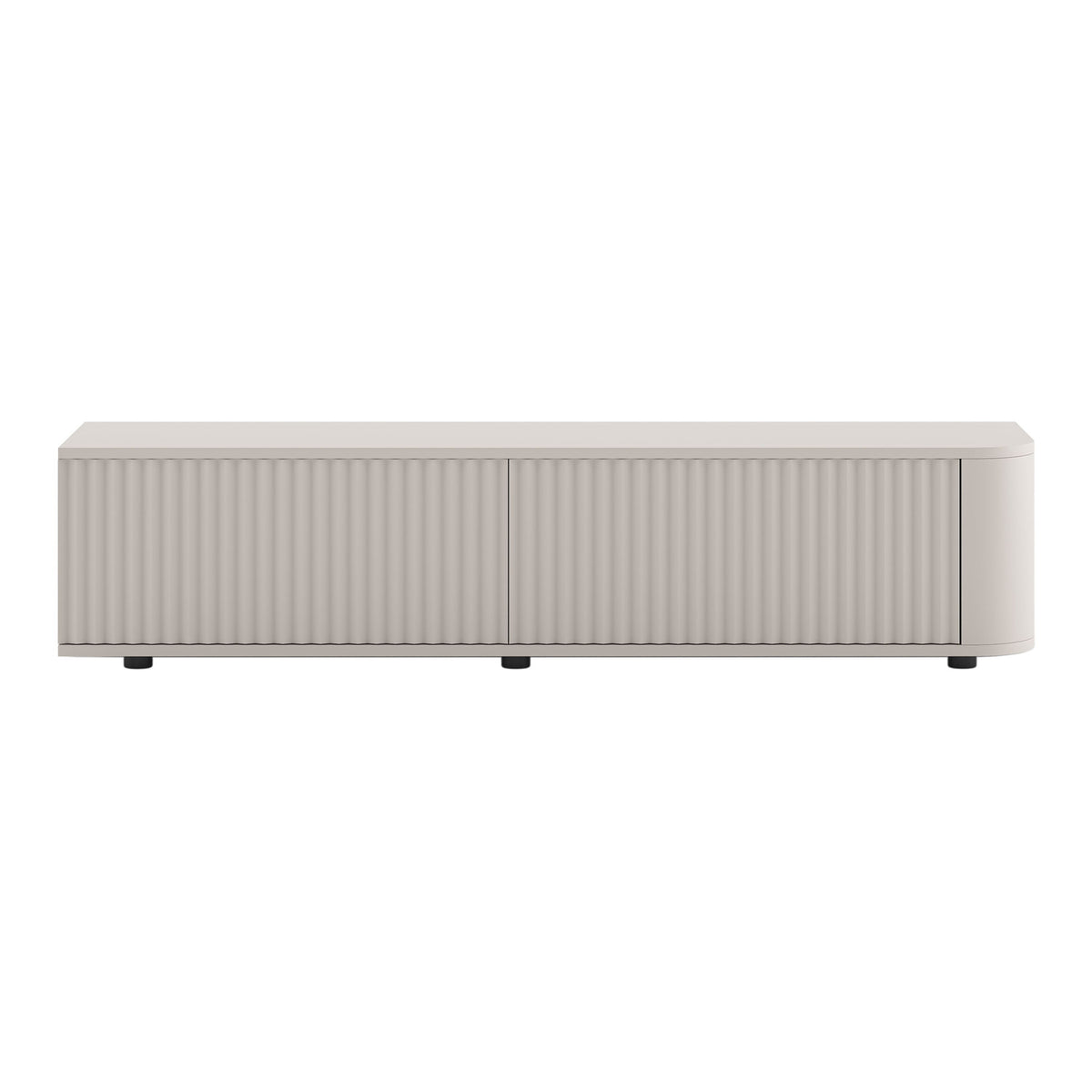 Aurora Rounded Corner Fluted TV Unit 140cm Glamour Style with Floor Pads - Cashmere