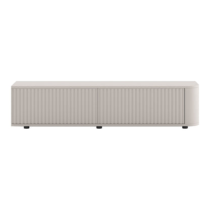 Aurora Rounded Corner Fluted TV Unit 140cm Glamour Style with Floor Pads - Cashmere