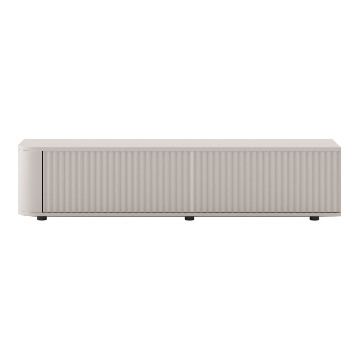 Aurora Rounded Corner Fluted TV Unit 140cm Glamour Style with Floor Pads - Cashmere