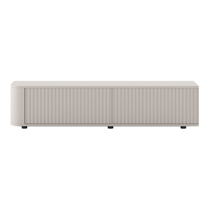 Aurora Rounded Corner Fluted TV Unit 140cm Glamour Style with Floor Pads - Cashmere