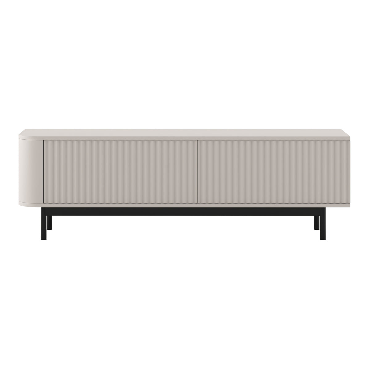 Aurora Rounded Corner Fluted TV Unit 140cm Glamour Style with Frame Legs - Cashmere / Black