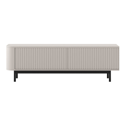 Aurora Rounded Corner Fluted TV Unit 140cm Glamour Style with Frame Legs - Cashmere / Black