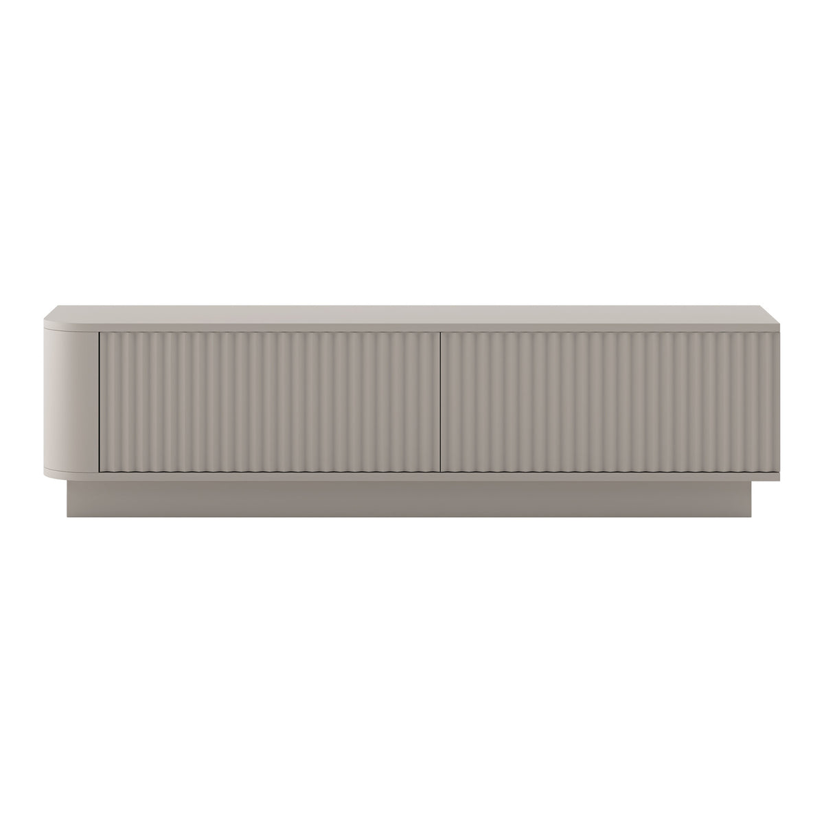 Aurora Rounded Corner Flutted TV Unit 140cm Glamour Style with Plinth Stand - Cashmere