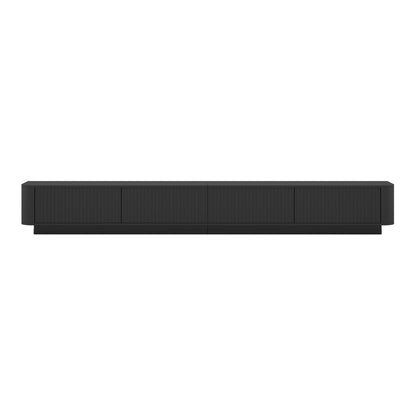 Aurora Rouded Corners Flutted TV Unit 280cm Glamour Style with Plinth Stand - Black