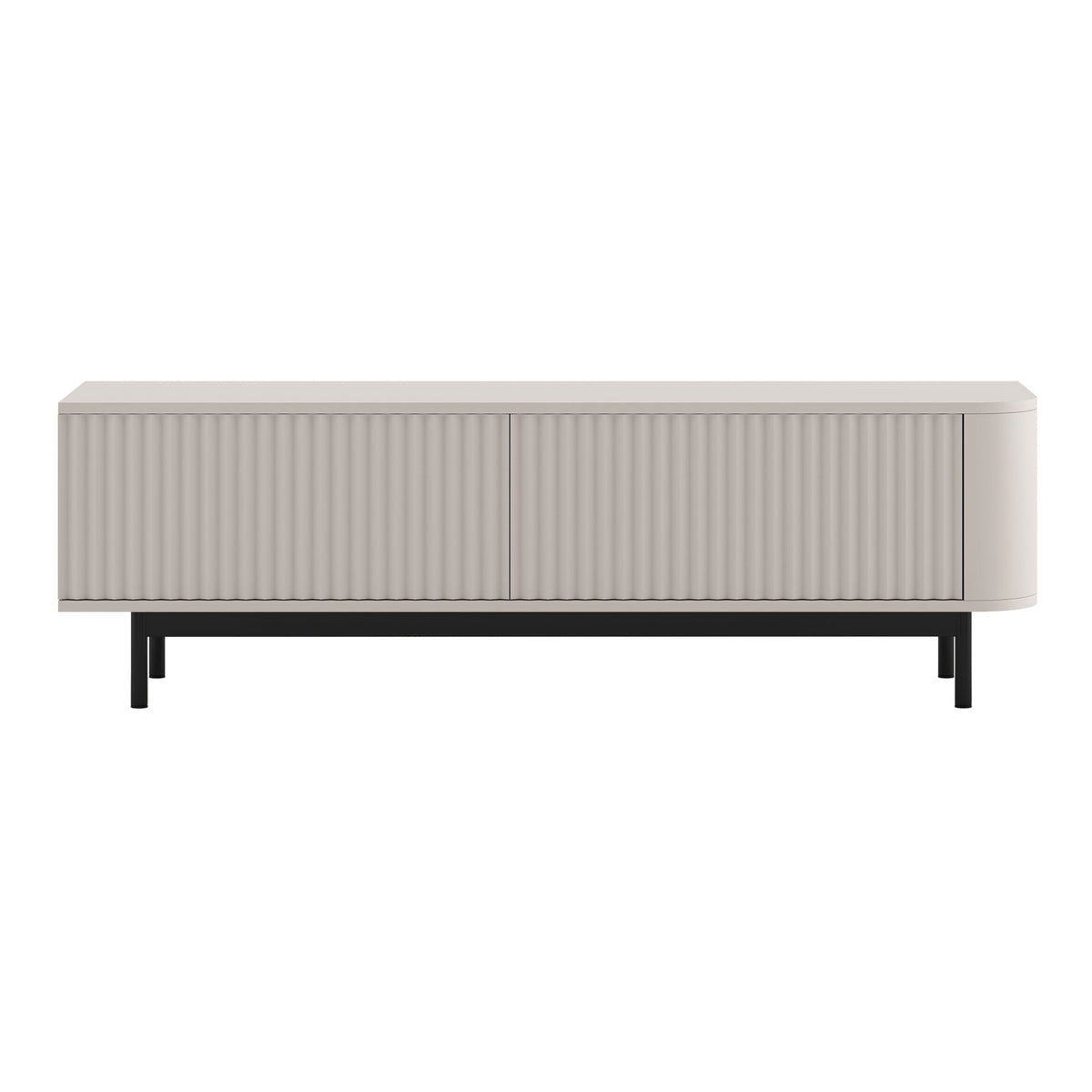 Aurora Rounded Corner Fluted TV Unit 140cm Glamour Style with Frame Legs - Cashmere / Black